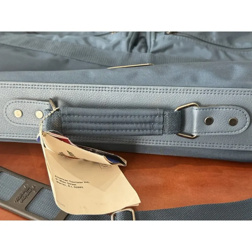 Vintage American Tourister Blue Nylon & Leather Garment Bag Travel Compact